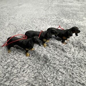 3 VTG Midwest of Cannon Falls Black Mini 3"Dachshund Dog Ornament Realistic